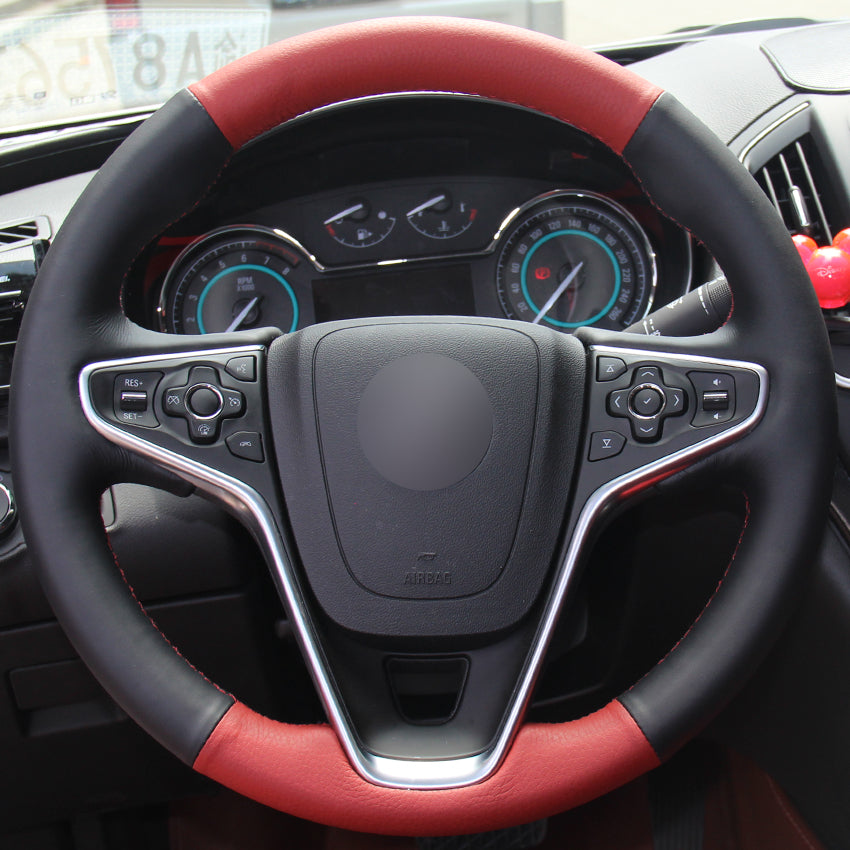 Black Natural Leather Red Natural Leather Car Steering Wheel Cover for Buick Regal Opel Insignia 2014 2015