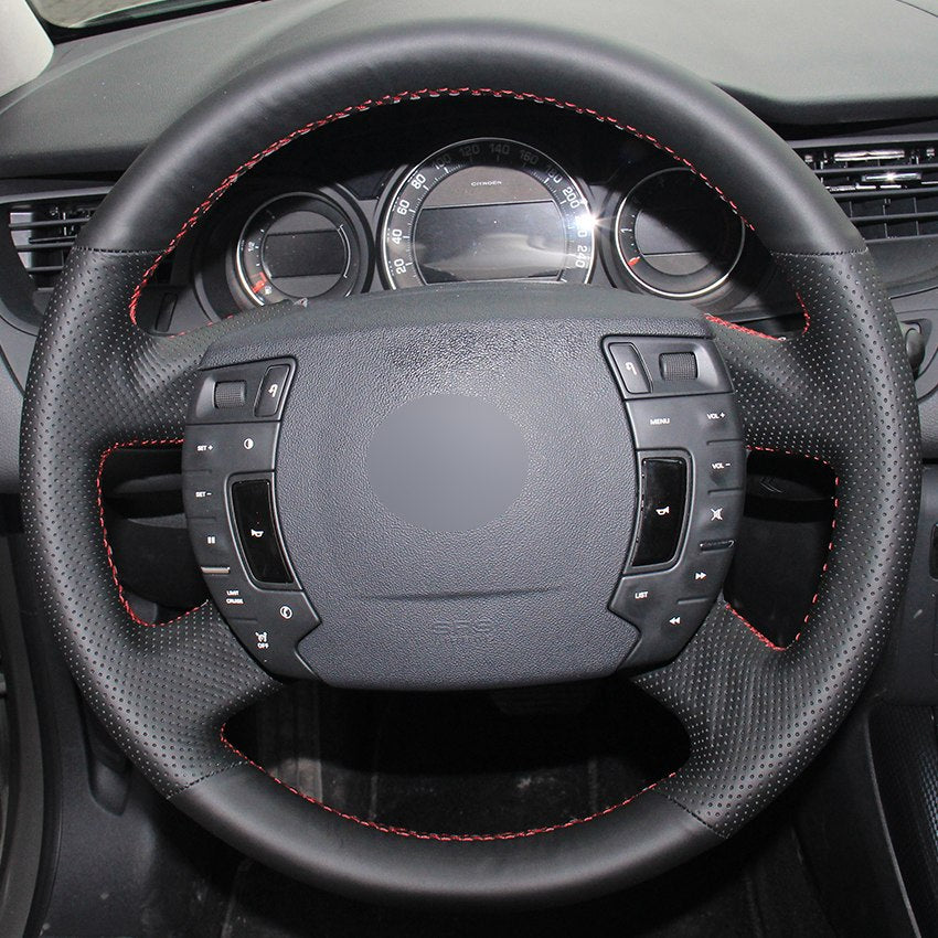 Black Synthetic Leather Car Steering Wheel Cover for Citroen C5 2008-2017