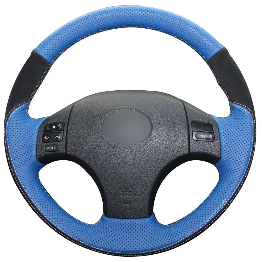Blue Natural Leather Black Suede Car Steering Wheel Cover for Lexus IS IS250 IS250C IS300 IS300C IS350 IS350C F SPORT 2005-2011