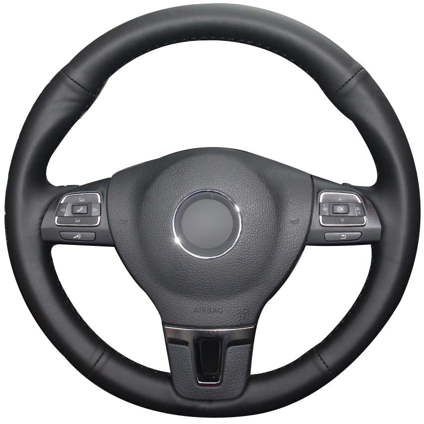 Black Natural Leather Car Steering Wheel Cover for Volkswagen VW Gol Tiguan Passat B7 Passat CC Touran Jetta Mk6