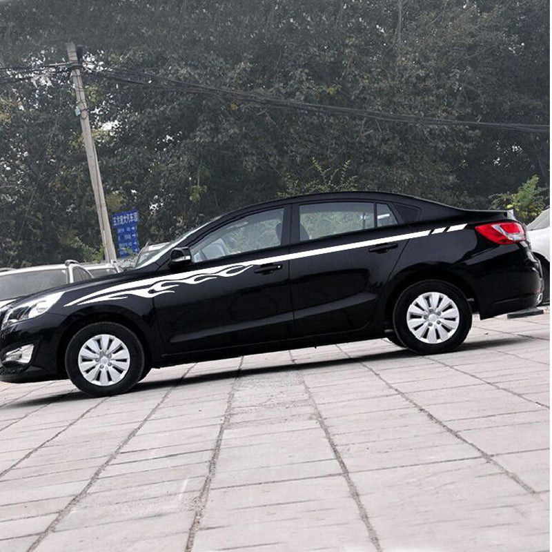 2PCS-Set Car Stickers Flame Modified Paste Body Autos Body Waist Line Pull Decals