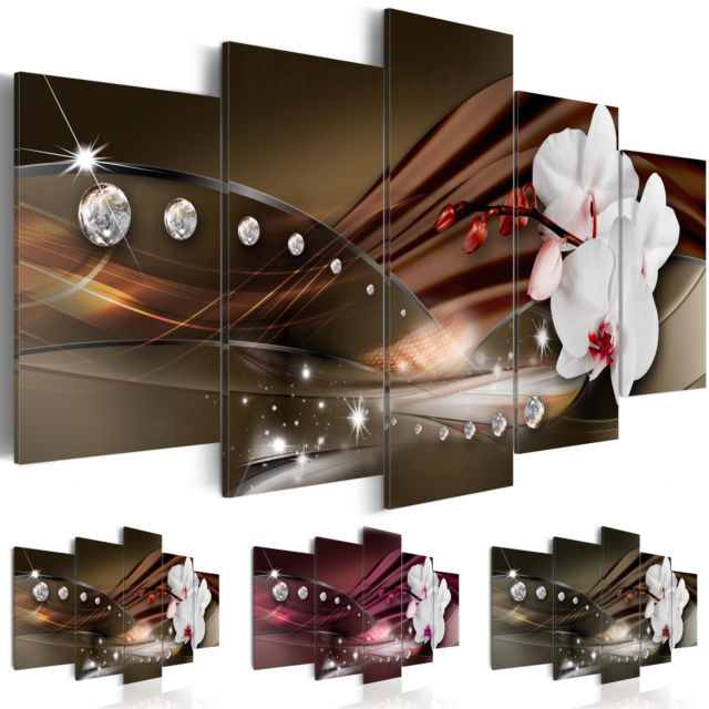 5Pcs Diamond Canvas Prints Painting Picture Ginkgo Biloba Flowers Picture Art Home Wall Decor,Choose Color And Size(No Frame)