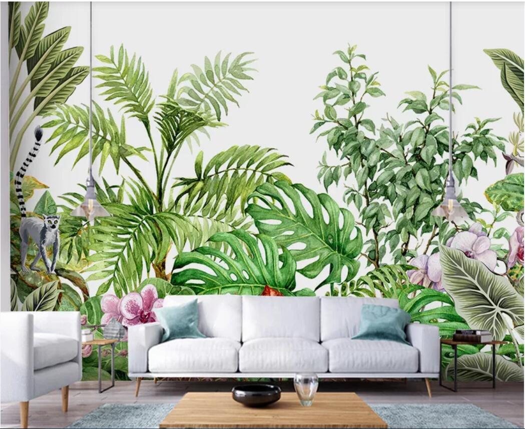 3d wallpaper custom photo mural Nordic hand painted small fresh tropical plants flowers and birds background home decor wall art pictures