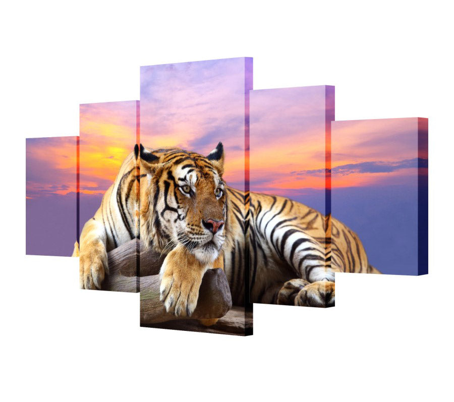 5pcs Art Tiger Animal Canvas Painting Living Room Wall Art 5 Abstract Modern Home Wall Decor Setting Spray Pictures Set No Frame