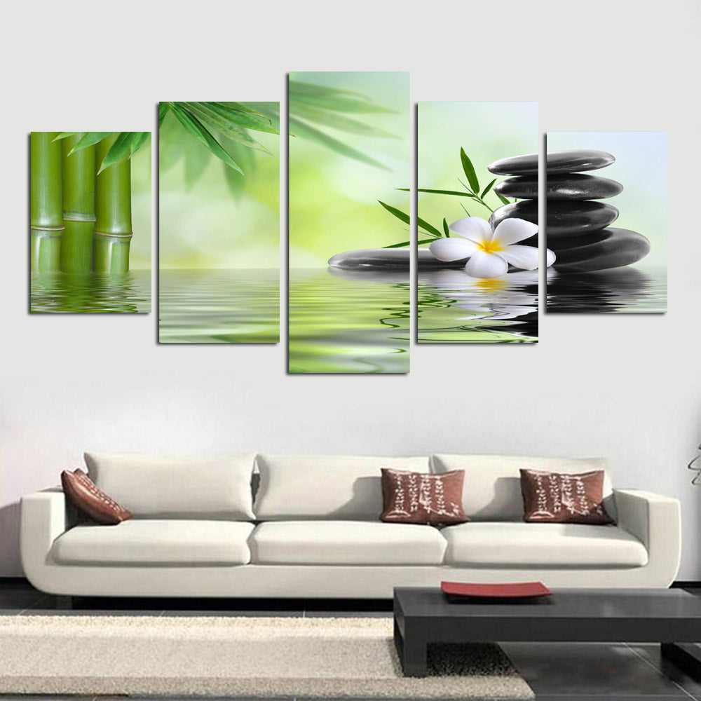 Unframed 5 Piece Bamboo Stone Scenery Modern Home Wall Decor Canvas Picture Art HD Print Painting On Canvas For Home Decor