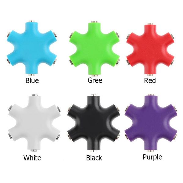 TCT 1pc 3.5mm Female Jack 5 Way Multi Port Hub Aux Headphone Splitter Audio Cable Adapter Earphone Accessory