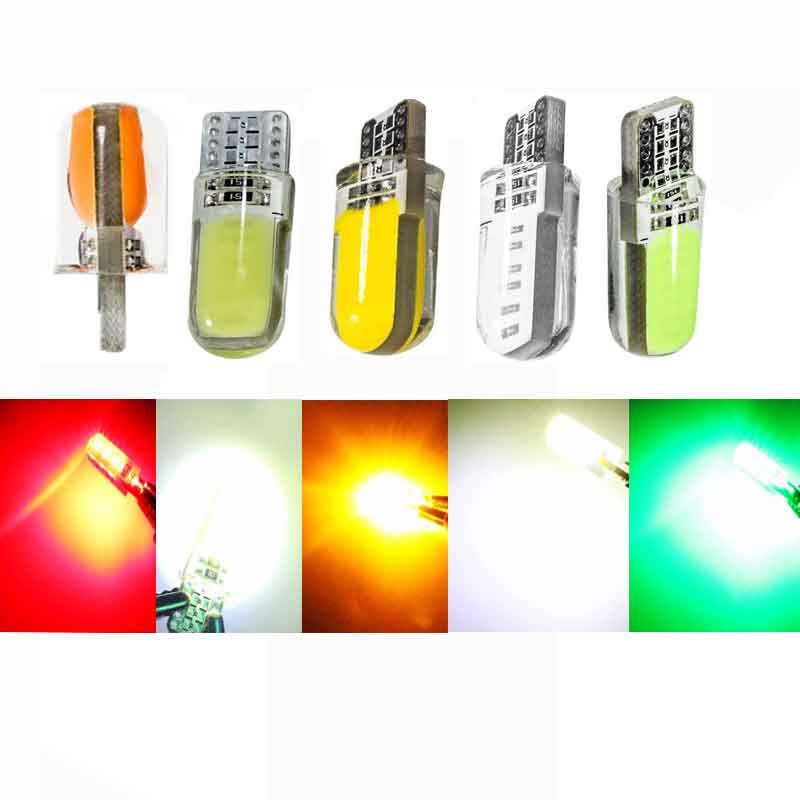 1PCS T10 194 2825 WY5W W5W COB LED Silica Gel Waterproof Wedge Light Car Marker light reading Dome Lamp Auto Parking Bulbs 12V