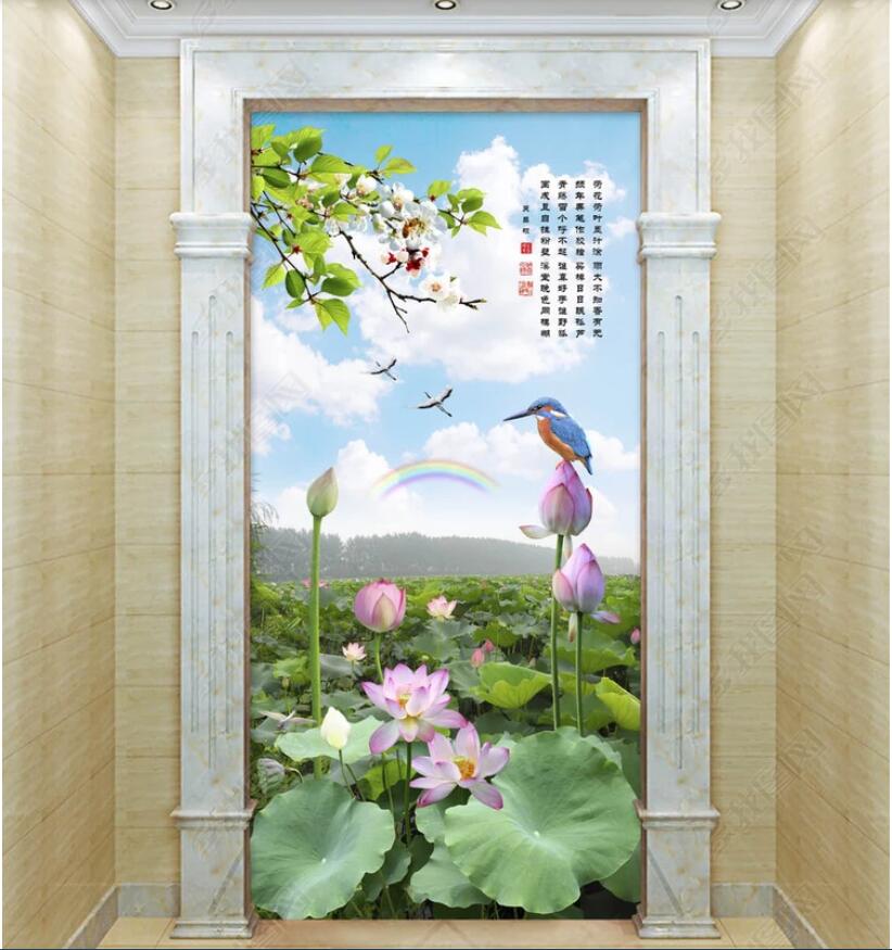 3d wallpaper custom photo the mural Beautiful lotus pond south water town lotus porch background wall muals wall paper for walls 3 d