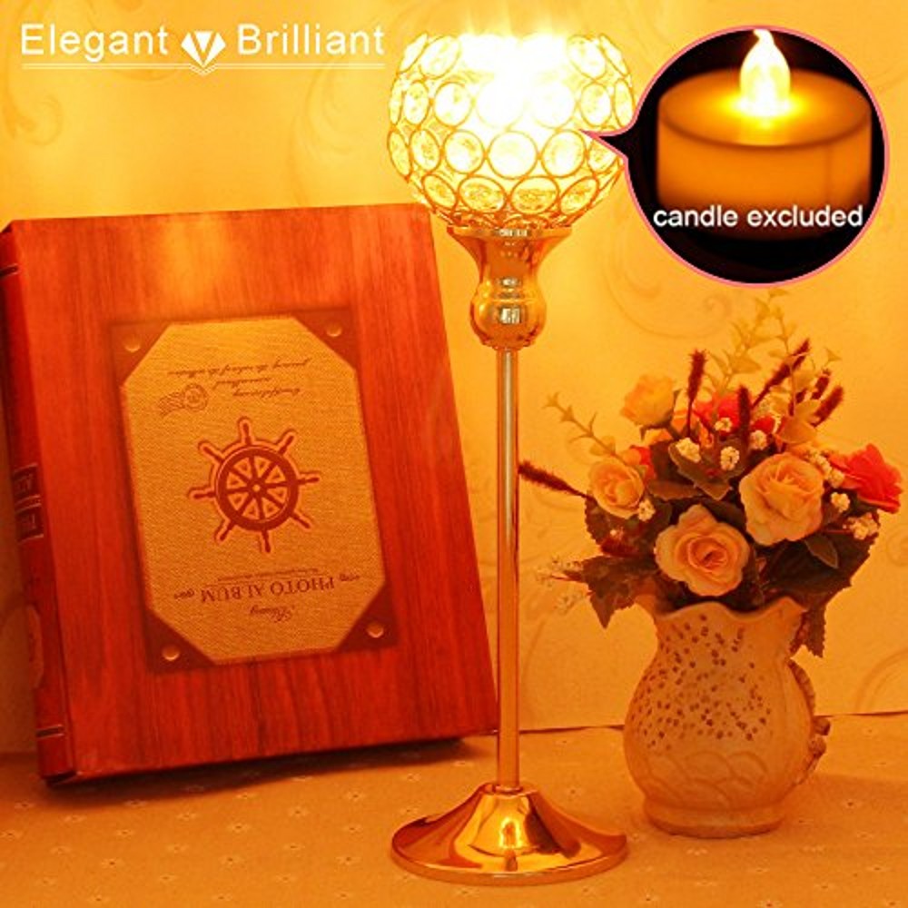 Crystal Candle Holders Metal Candlestick Glass Stand for Wedding Dining Table Centerpieces Holiday Home Decoration Gift