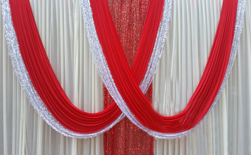 3M*6M Free Shipping Best Quality red Color shinning material red wedding backdrop wedding curtains stage backdrop decoration