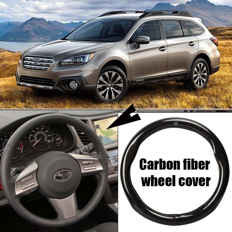For Subaru Outback Carbon Fiber Leather Steering Wheel Cover Sport Racing Black