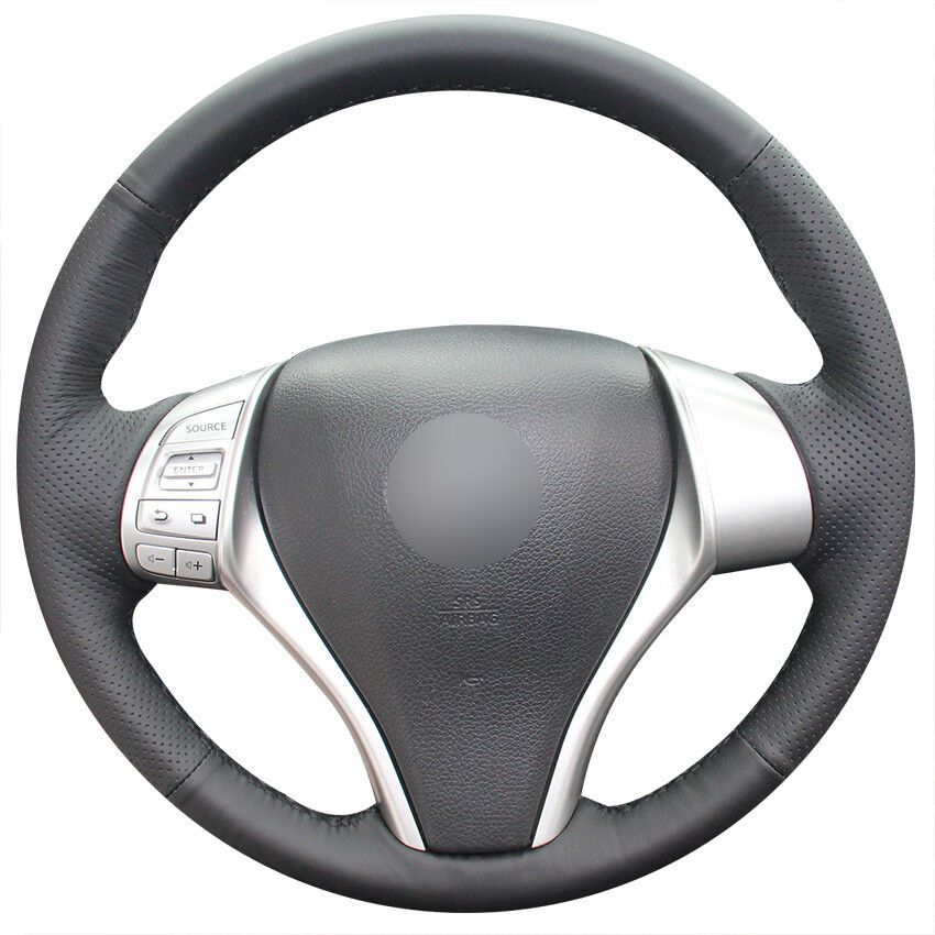 Black Artificial Leather Car Steering Wheel Cover for Nissan Teana-Altima-Tiida