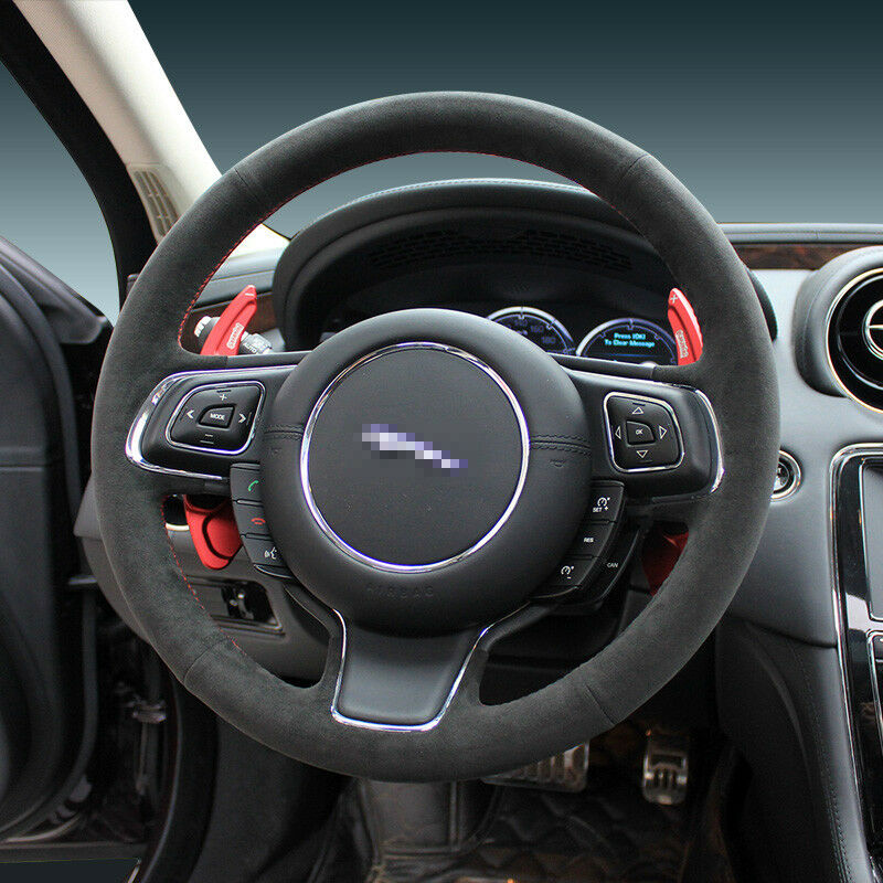 For Jaguar XF XE XJL F-PACE Steering Wheel Cover DIY Hand-stitched Car Interior
