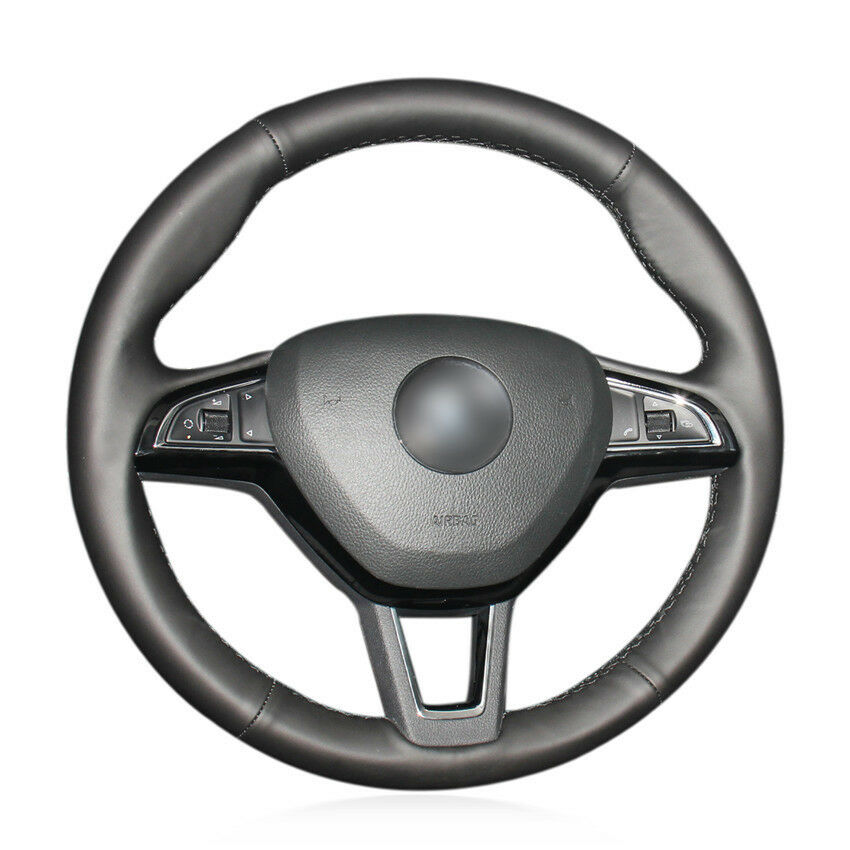 Black Artificial Leather Steering Wheel Cover for Skoda Octavia 2017 Fabia 2016