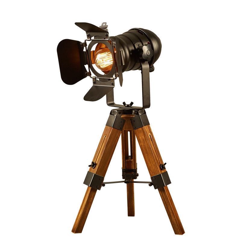 American Retro Wooden Table Lamp Floor Creative Bedroom Telescopic Table Lamps Bedside Tripod led Desk Lights Work Place Art Decorative Office