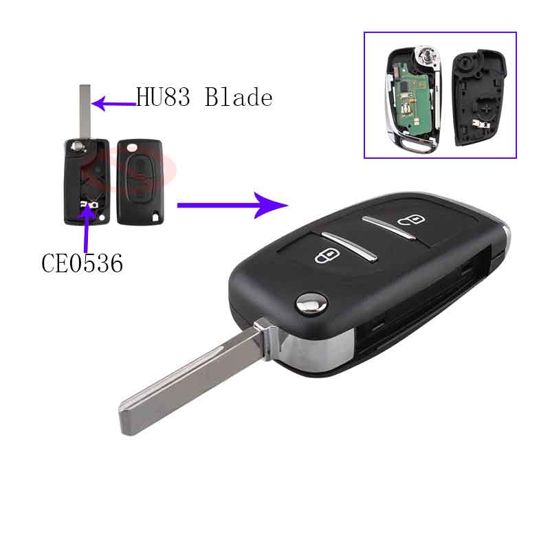 Buttons 433MHz HU83 Blade PCF7961 Chips Remote Fob Key For Peugeot 207 307 308 407 Keyless Entry CE0536 ASK Signal