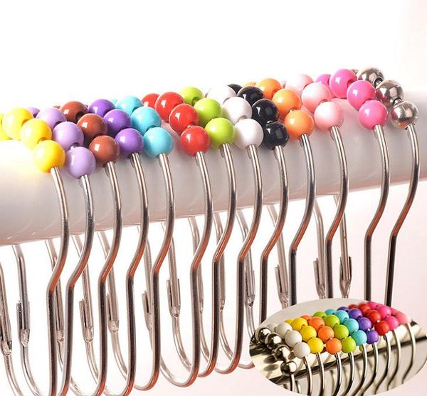 Free Shipping Colors ACRYL Polished Satin Nickel 5 Roller ball Shower Curtain Rings Curtain Hooks SN3149