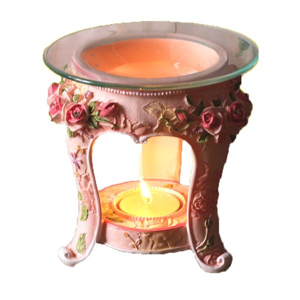 Vintage Candle Holder Roses Aromatherapy Furnace Scented Aroma Essential Oil Burner Home Decoration Incense Burner