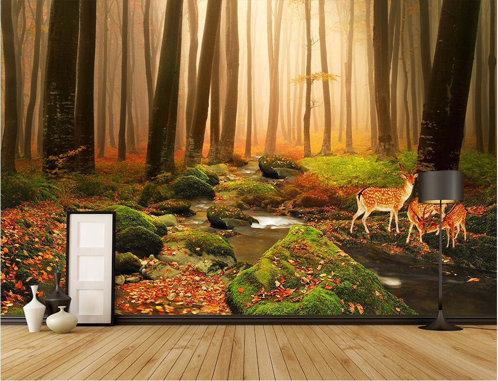 WDBH 3d wallpaper custom photo mural Primitive forest elk landscape background living room home decor 3d wall muals wall paper for walls 3 d
