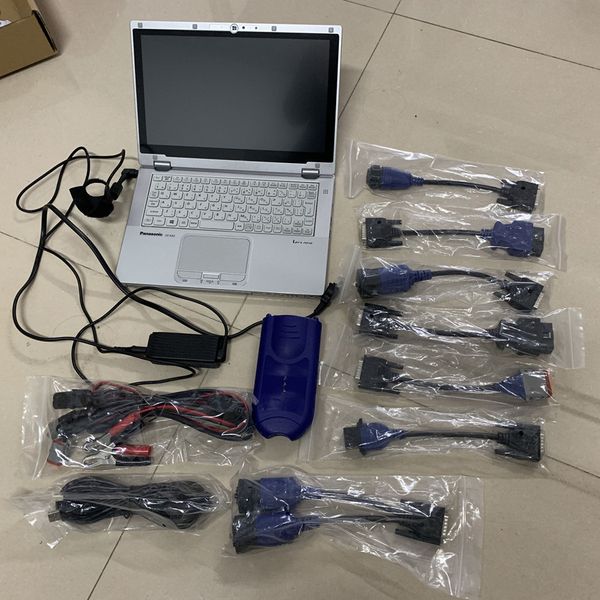heavy duty trucks diagnostic TOOL adapter 125032 usb link without bluetooth scanner cables with used laptop cf-ax2 i5 ram 4g full set