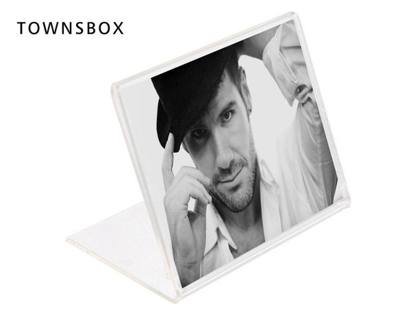 Acrylic Photo Frame Mini Paper Name Card Frame Slant Picture Frames Stand L Crystal Transparent Photo Holder Photo Display Stand