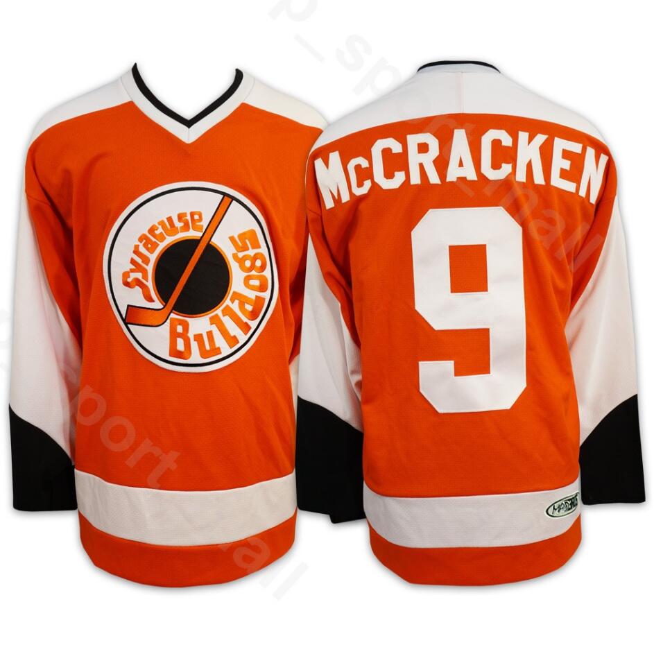 Syracuse Bulldogs Ice Hockey 9 Tim Dr Hook McCracken 2 Ogie Ogilthorpe Slap Shot SlapShot Movie Jersey Men Orange Stitched Free Shipping