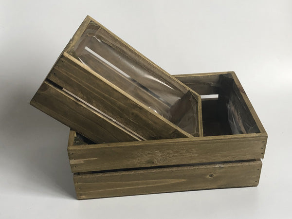 Set of 2 Wooden Planter Window Boxes Succulent Pots Vintage balcony Decor Square