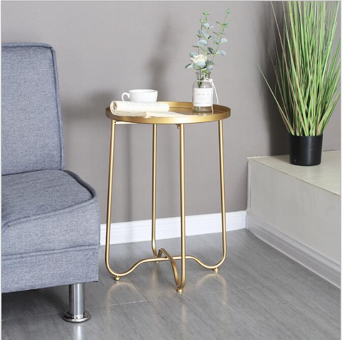 Sofa balcony folding tea table Living Room Furniture The golden side bedroom Nordic light luxury metal iron tables