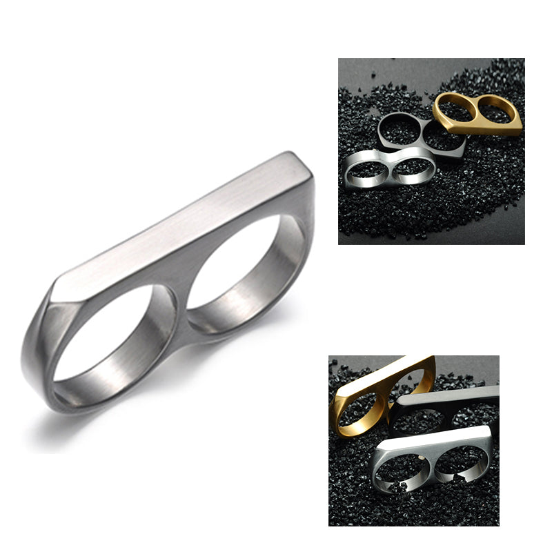 Gold Silver Black 10th Titanium Steel Creative boxing equipment Double Ring Ring Hip Hop Locomotive Punk Series Finger Tiger Ring
