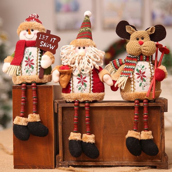 Christmas Decorations Sitting Christmas Santa Claus Snowman Elk Figure Tree Plush Toy Doll Xmas Party Dinner Decor