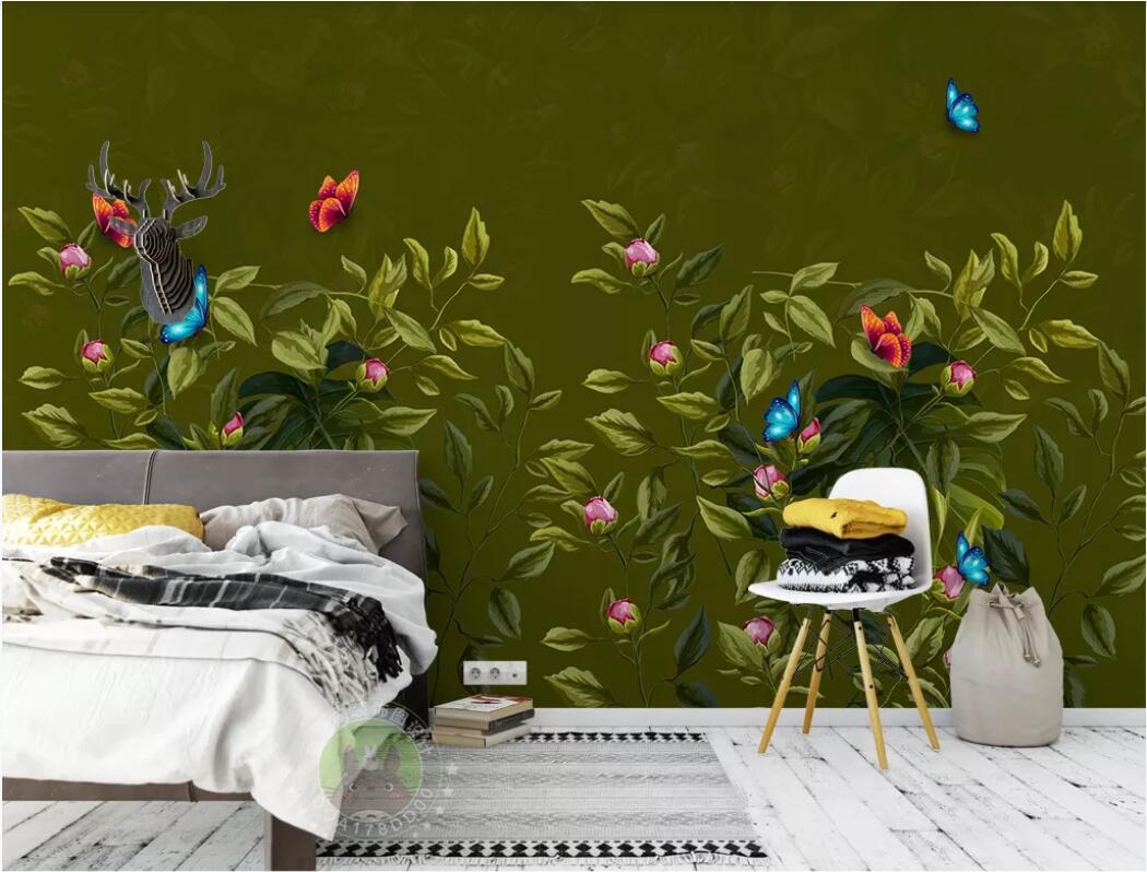 3d room wallpaper custom photo mural Hand drawn flowers and birds background wall art pens flowers and birds TV wallpaper for walls 3 d