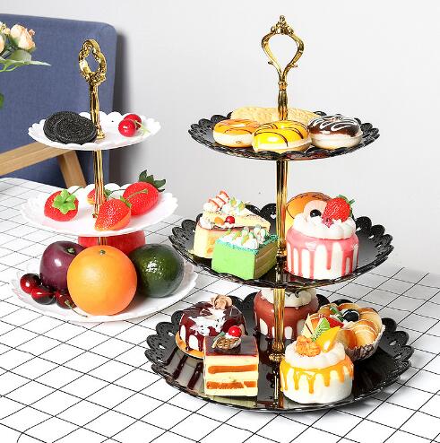 European fruit tray three-layer dessert rack Fruit tray in living room Wedding cake plate Cake rack candy tray racks