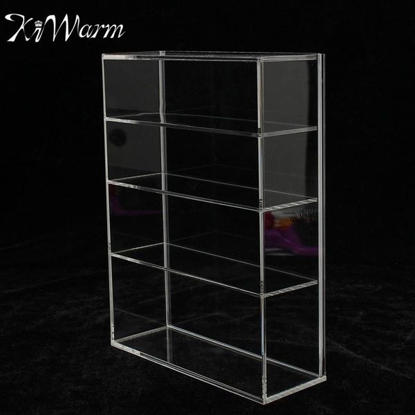 KiWarm High Gloss Acrylic Display Box Show Case Sliding Door for Mini Perfume Bottle Jewelry Crafts Display For Home Shop Decor