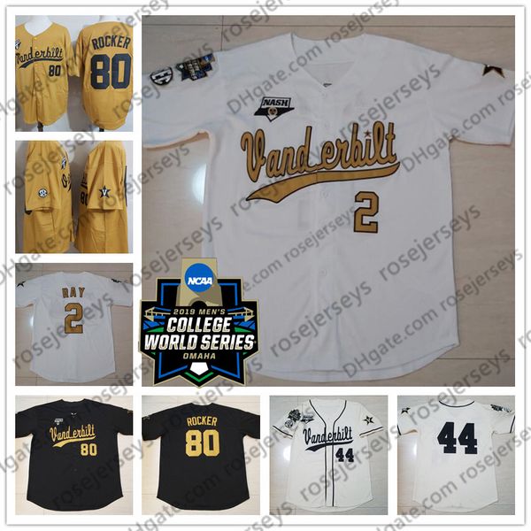 NCAA CWS Vanderbilt Commodores #2 Harrison Ray 6 Tate Kolwyck 22 Julian Infante 44 Mason Hickman 66 Drake Fellows 2024 Jersey
