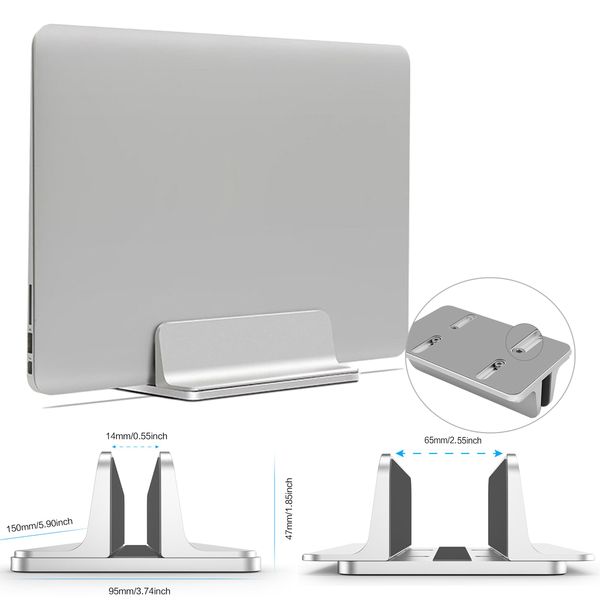 Aluminium Adjustable Vertical Desktop Space-saving Laptop Holder Stand for Macbook Air Pro Portable Desk Erected Mount Bracket for Lenovo