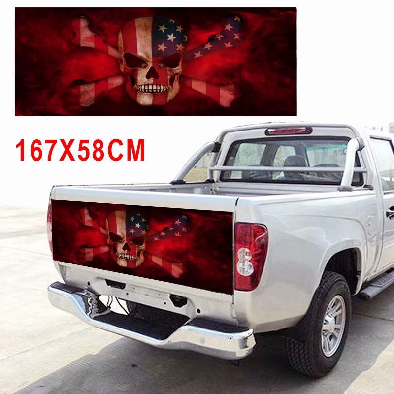 Tail Decals Flag Smoke Skull Baffle Surrounded Graphic Car Stickers Truck Body
