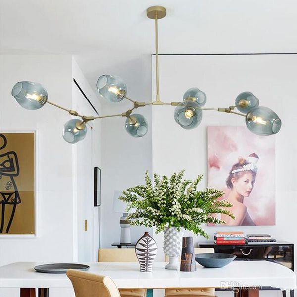 Chandeliers Chandelier Lighting Modern Globe Glass Bubble Pendant Lamp Natural Tree Branch Suspension Light Hotel Dinning Room Light