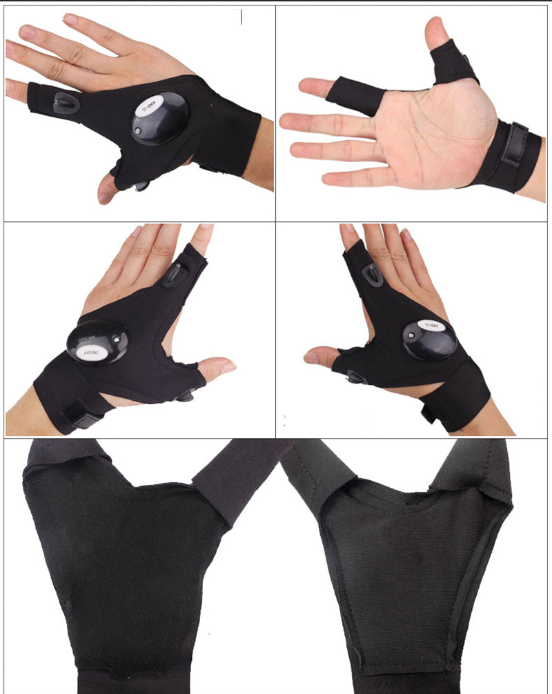 Luminous Sports Gloves Repair fishingLighting Gloves Fishing Outdoor Riding Car Repair LED Flashlight Travel Watersports Backpacking