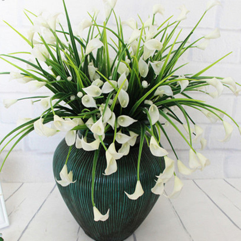 New beautiful 25 heads-bouquet mini artificial calla with leaf plastic fake lily Aquatic plants home room decoration flower