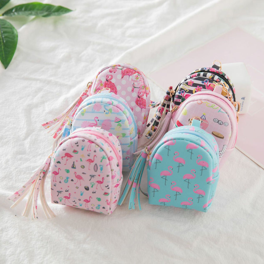 Cute Women Floral Mini Coin Storage Bags Backpacks Girls School Books Card Backpack Purse Bag Keys Pouch Gift Travel Organizer