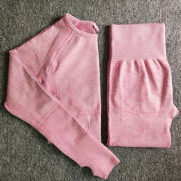 Women Seamless yoga set Fitness Sports Suits GYM Cloth Yoga Long Sleeves Shirts High Waist Running Leggings Workout Pants Shirts