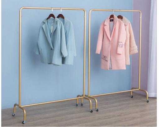 Clothing store with pulley rack Bedroom Furniture Women&#039;s cloth show nano-gold shelf movable hanging clothes racks