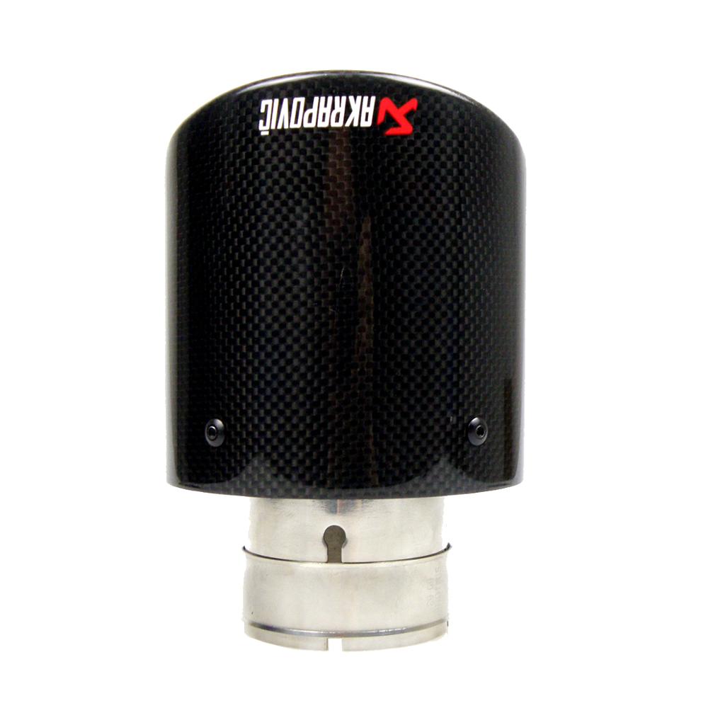 1PCS Universal Oval Slanted Akrapovic Carbon Fibre Car Exhaust Pipe Muffler Tip Glossy Black Carbon Fiber Curly Edge