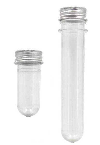 20ML 40ML PET Clear Plastic Empty Refillable Test Tube Bottle With Aluminum Caps Container For Sample Cosmetic Candy Mask Bath Salts Vial