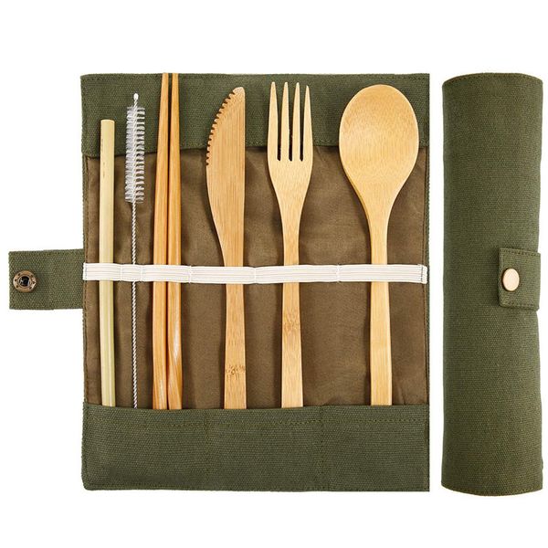 Bamboo Utensils Cutlery Set Reusable Cutlery Travel Set Eco-Friendly Wooden Silverware for Kids & Adults Outdoor Portable Utensils with Case