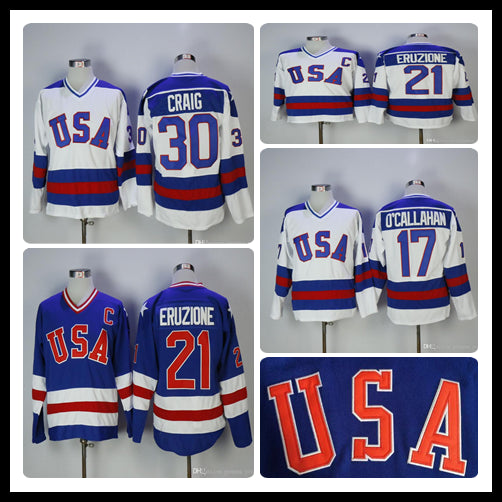Retro 1980 Team USA cheap Men&#039;s Stitched Custom Hockey Uniforms Blue White Ken Morrow 3 Bob Suter 20 Mark Pavelich 16 Dave Christian 23