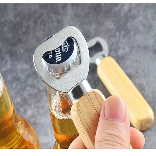 Stainless Steel Wooden Handle Red Wine Beer Bottle Opener Bar Tools Kitchen Party Wedding The Original Wood Metal Wire Drawing Tool Bartende