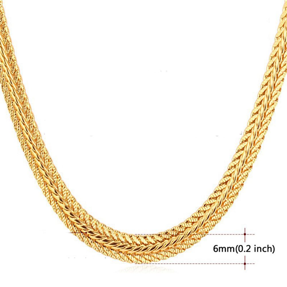 Snake Chain Fashion Necklace 18K Yellow Gold Filled Hip Hop Mens Necklace Choker Chain Link Gift