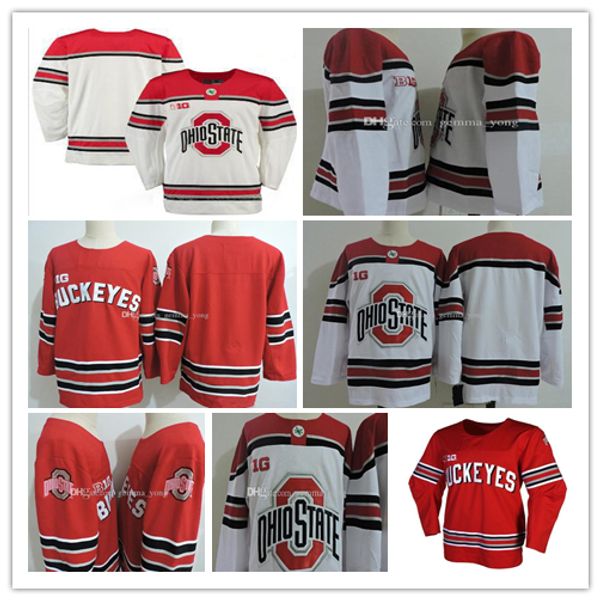 Men&#039;s Ohio State Buckeyes Hockey Jerseys 3 Sasha Larocque 72 Dakota Joshua 26 Mason Jobst 7 Wyatt Ege 30 Sean Romeo Embroidery NCAA Jer