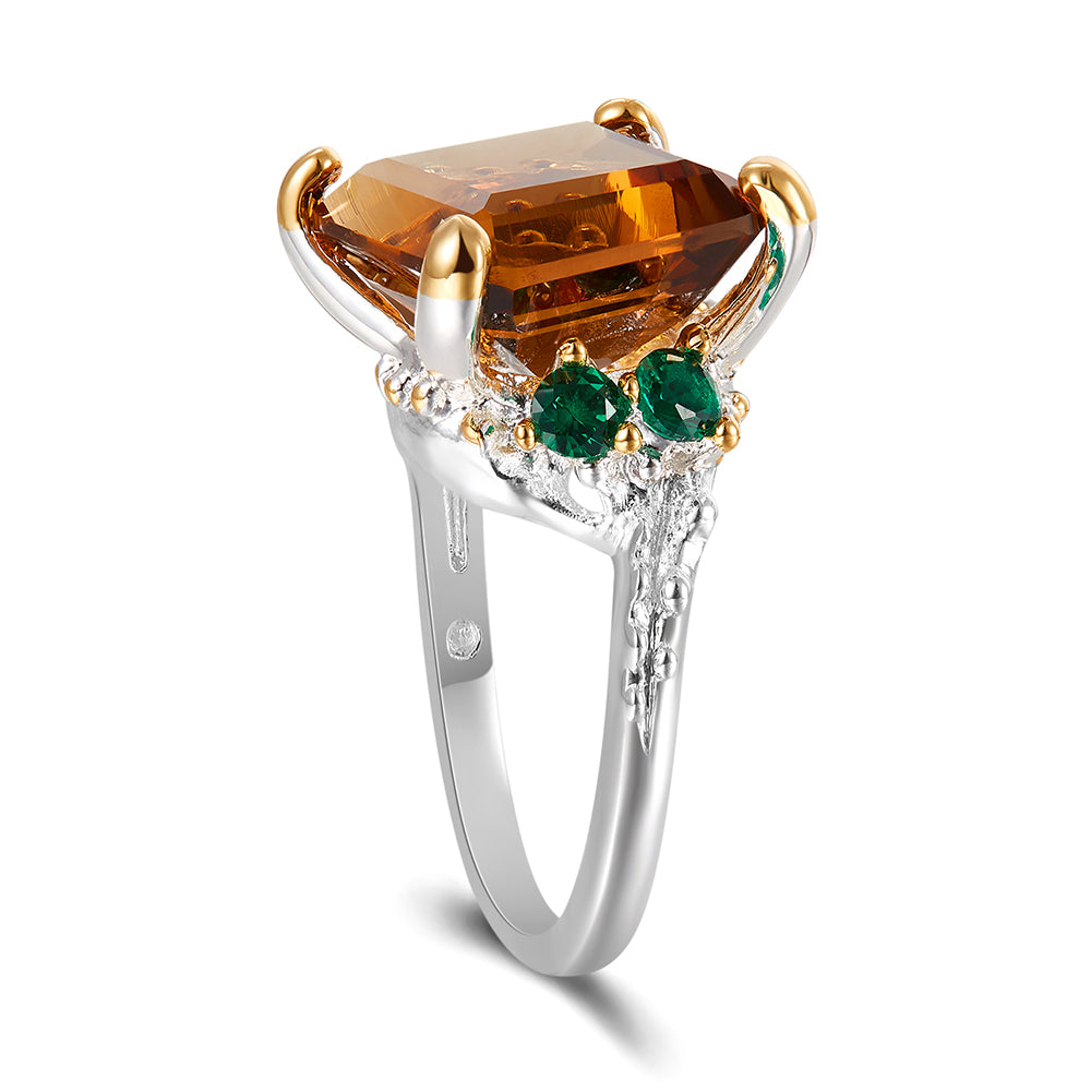 Big Square Coffee Brown Crystal Ring Silver color Jewellery Finger Rings Women Best Jewelry on Sale